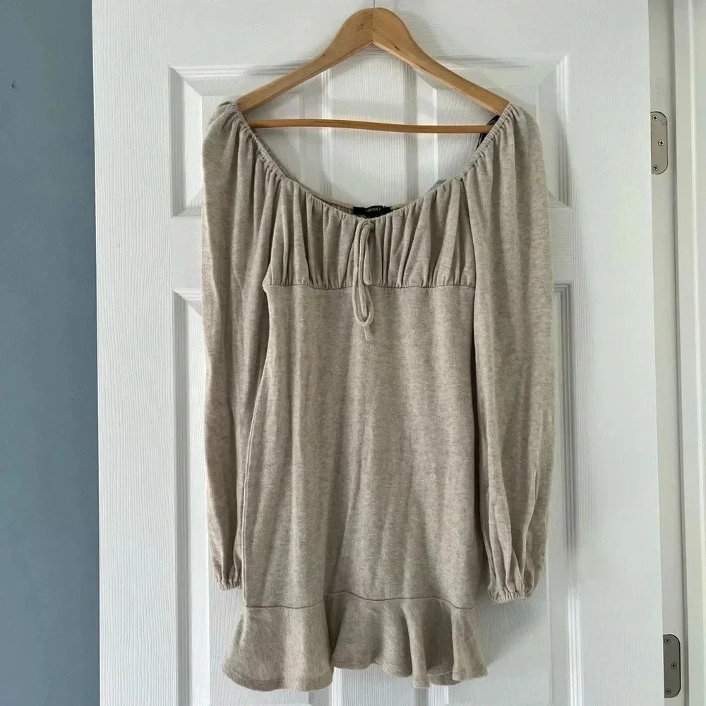 Forever 21 Long Sleeve Dress Tan
